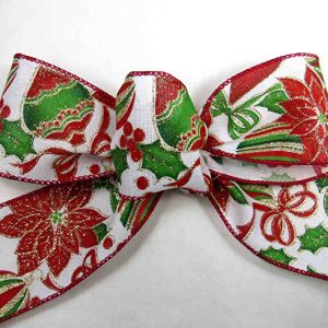 Wired Christmas Poinsettia Ribbon