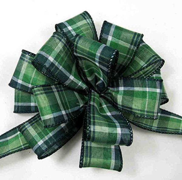 wired green plaid ribbon